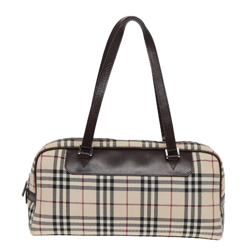 BURBERRY Nova Check Hand Bag Nylon Beige  ep4955