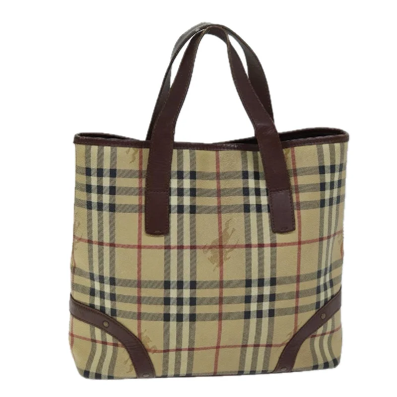 BURBERRY Nova Check Hand Bag PVC Beige Auth 75143