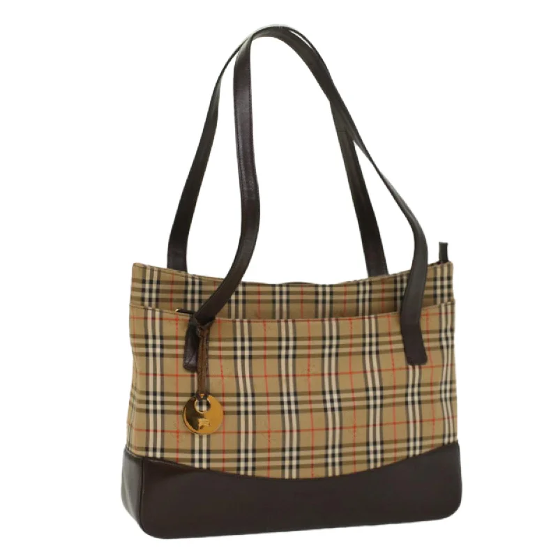 BURBERRY Nova Check Shoulder Bag Canvas Beige Brown Auth hk811