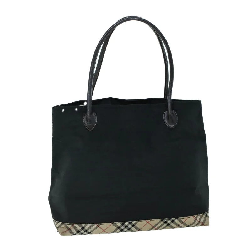 BURBERRY Nova Check Shoulder Bag Nylon Leather Beige Black Auth 53791