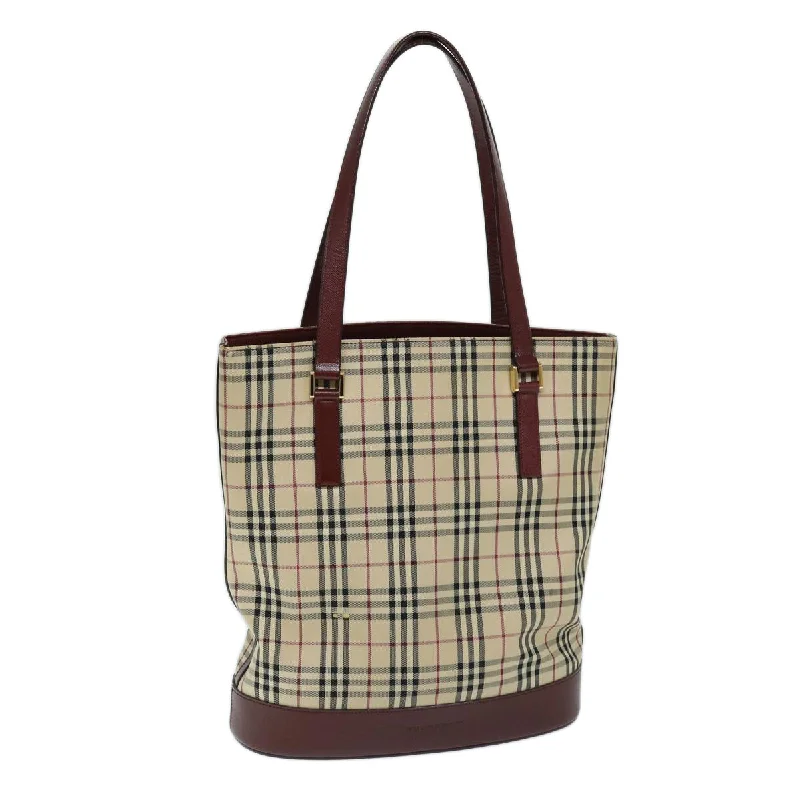 BURBERRY Nova Check Tote Bag Canvas Beige Auth ep3741