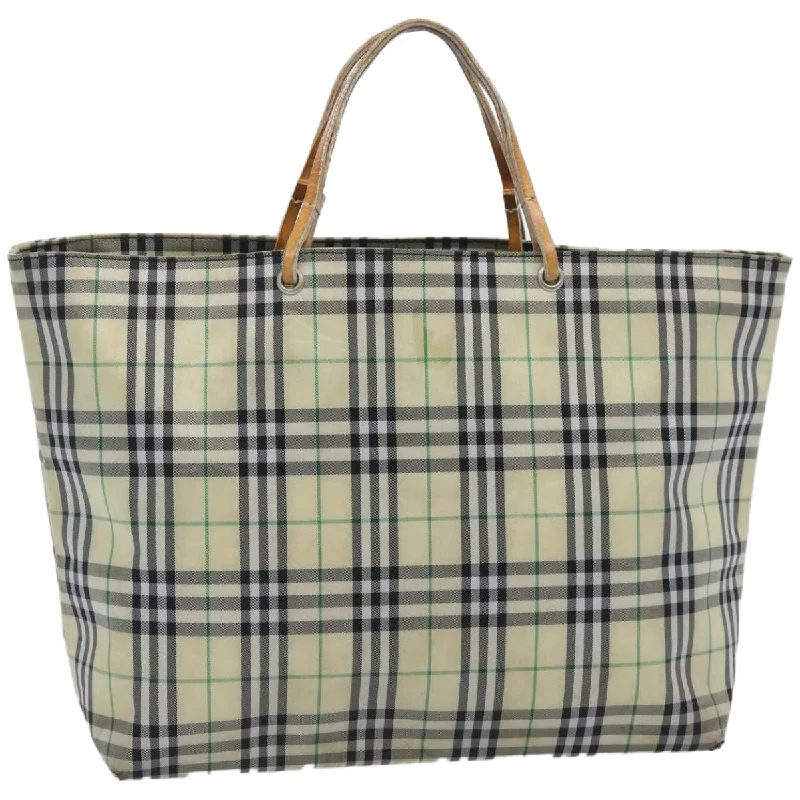 BURBERRY Nova Check Tote Bag Nylon Yellow Auth ti1543